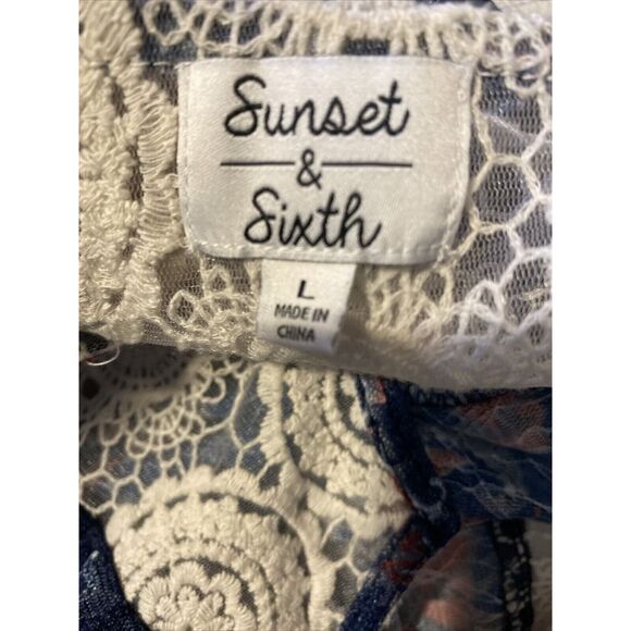 Sunset & Sixth Sheer Crop Top See Through Sleeveless Large‎ Paisley Multi - Picture 6 of 6